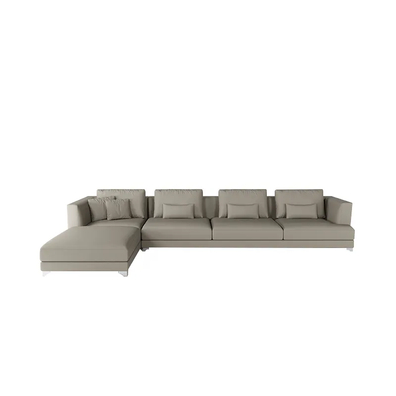 Bajo precio al por mayor sofá gris en forma de L cómodo sofá integrado respaldo diseño hogar sofá conjunto muebles 2023 último