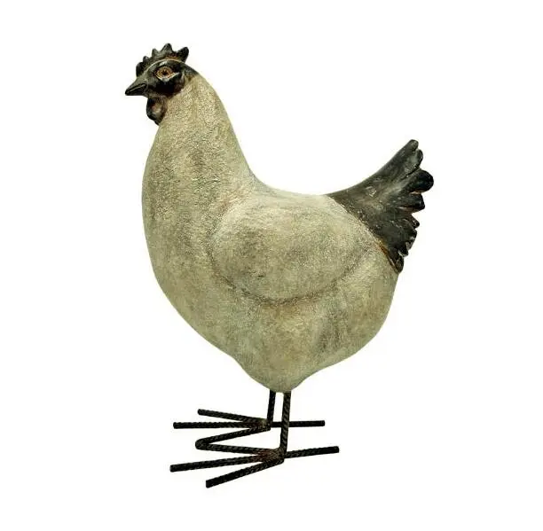 El boyalı özel kabul, 15 "ülke ayakta tavuk tavuk heykelcik çiftlik hayvan heykeli, Polyresin dekor