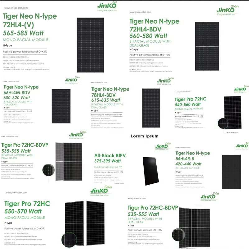 Горячая распродажа Jinko Mono 565w 570w 575w 580w 585w 144 полуячейка N-типа солнечная панель для солнечной энергетической системы
