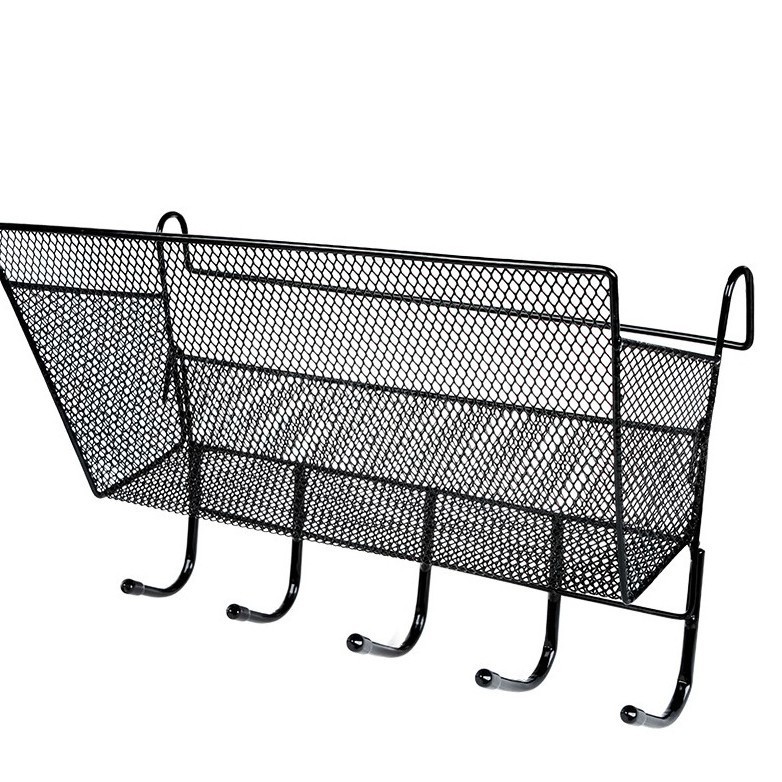 Black hanging basket with black hooks