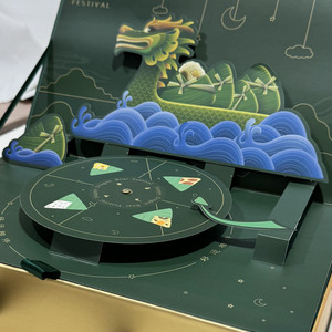 定制标志圣诞节日礼品盒豪华绿色纸板3D弹出式磁盒 - Product Image 6