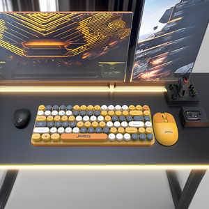 Lindo redondo Mini inalámbrico BT teclado ratón Combos té de la leche varios colores Delgado teclado de oficina para niñas usuarios de computadoras - Product Image 2