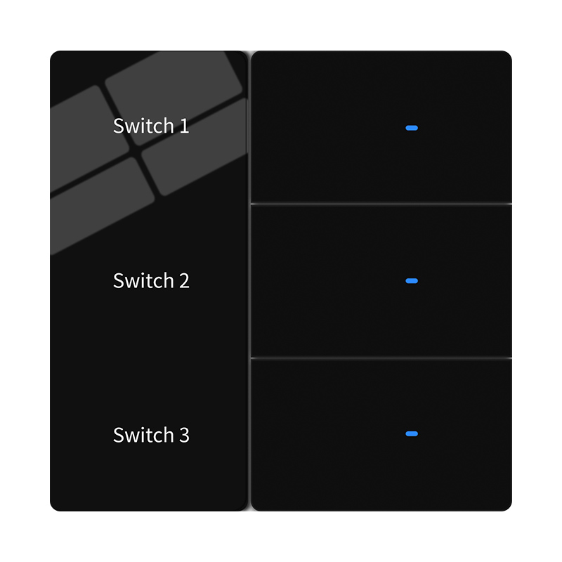 3gang LED Screen switch-Black