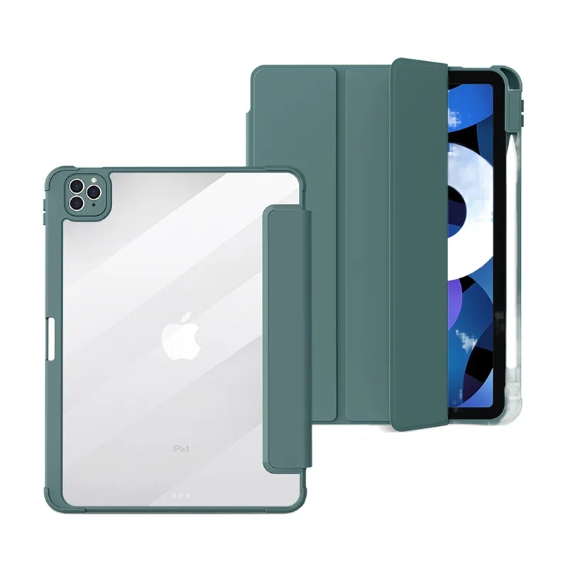 Trifold Casing Kulit PU untuk iPad Air 2 2018 9.7 Sampul Pintar Ramping Belakang Silikon Lembut untuk iPad 2018 Casing Generasi Ke-6