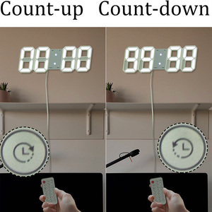 EMAF Modern Home Decorate Remote Control 3D LED Table Wall Clock Time Day Temperature Alarm Clock with 99'99'' <strong>Timer</strong> Function - Product Image 5