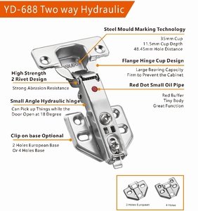 YouDO2024工場直販鉄ハードウェア双方向隠しドア油圧ヒンジバッファー効果ソフトクローズヒンジ