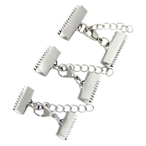 Stainless Steel DIY Findings Foldover Cord End Taps <strong>String</strong> Leather Clip Connectors DIY Ribbon Crimp Beads Cove <strong>Clasps</strong> Findings - Product Image 3