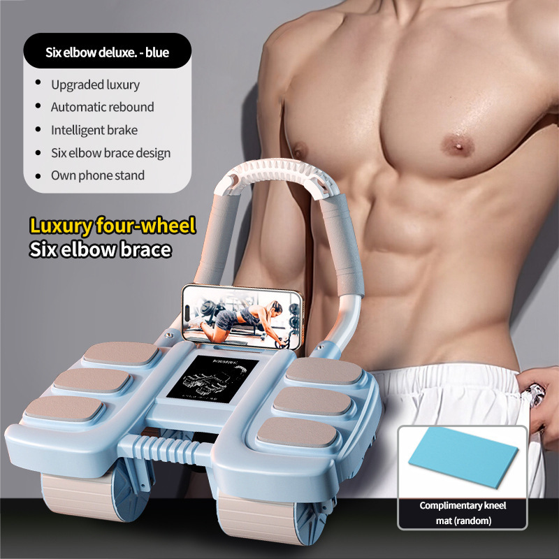 English version-blue-upgrade six elbow support four-wheel abdomi