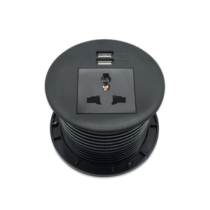 高质量圆形台式插座，带双USB (A + C) 3m电缆和英国插头2个无盖插座 - Product Image 2