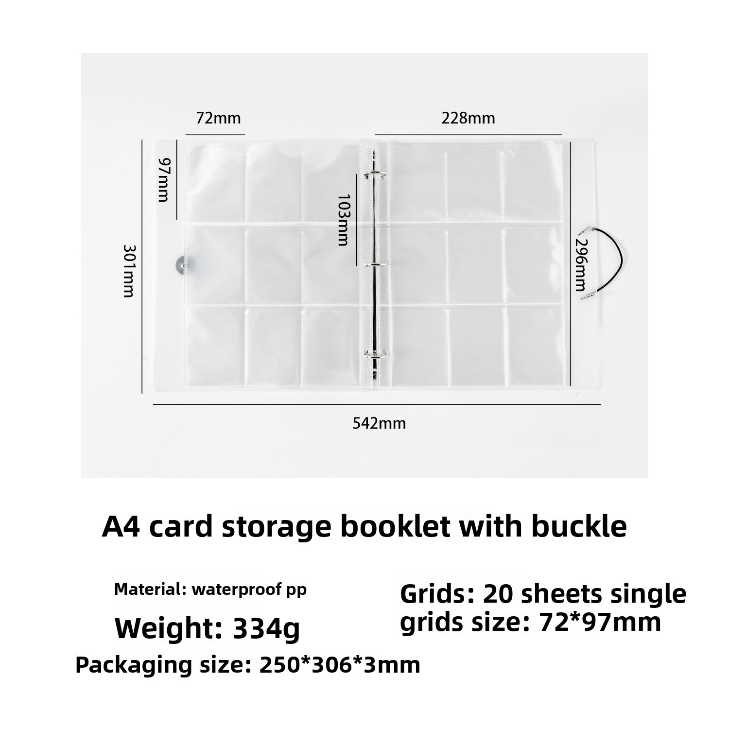 B A4 Snap-Bound Card Album (9-Panel)-white
