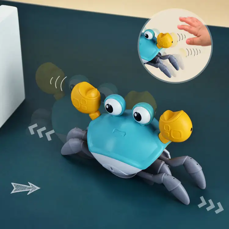 2023 Verão ao ar livre Pull Walking Eletrônico Tummy Time Crab Dança Rastejando Crab Baby Toy Crab Toy Para Baby Kid 6-12 meses