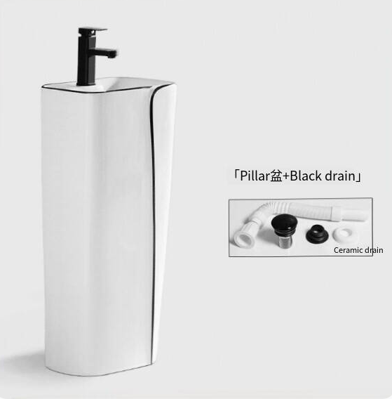 Lavabo 628A + tubo di scarico in ceramica nera