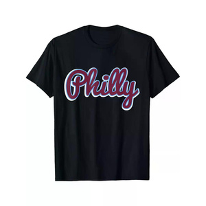 DB 1ชิ้นเสื้อยืดโลโก้ Philly Script-ผ้าฝ้าย100% ลวดลายเรขาคณิตแขนสั้นคอกลมพอดีปกติระบายอากาศและนุ่ม - Product Image 1
