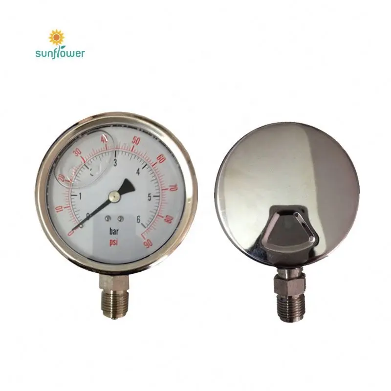 Factory directly provide hydraulic shatterproof bourdon tube pressure gauge manometer