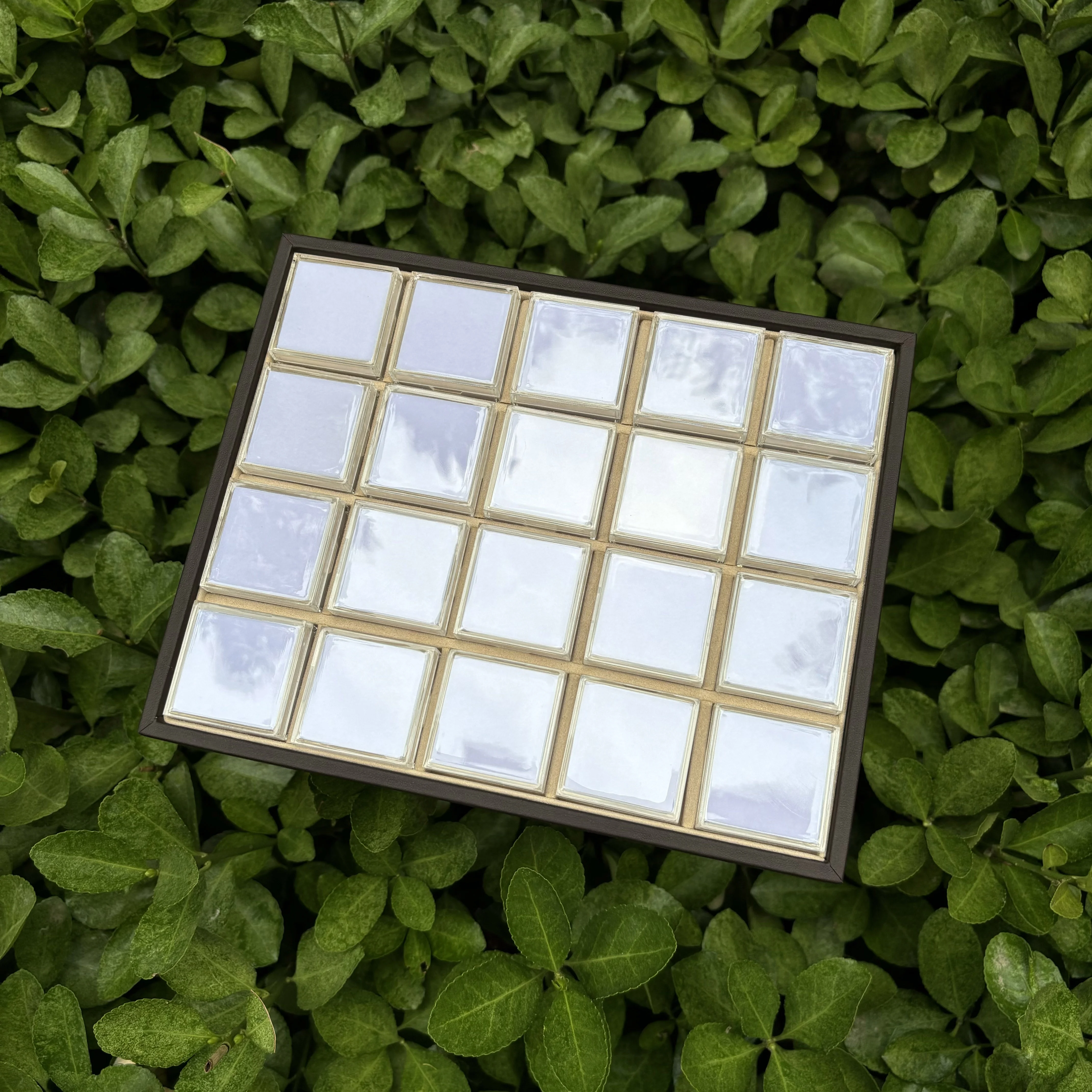 Éponge blanche + plateau marron