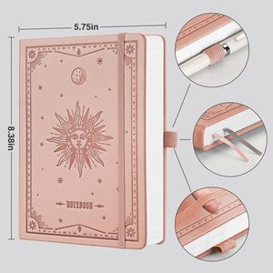 Tùy chỉnh thiên Tạp Chí nghệ thuật máy tính xách tay A5 Kích thước 14.5x21cm PU da bìa cứng cá nhân màu hồng với bìa dập nổi trang trống - Product Image 2