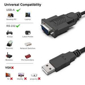 Personalizzare il metro da USB a seriale 1.8, da USB a RS-232 maschio (9 pin) cavo seriale DB9, Win1/10/8.1/8/7, Mac OS X 10.6 e superiore