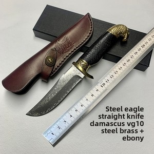 Làm bằng tay Damascus thép ngoài trời dao độ cứng cao đa chức năng cố định lưỡi cho tự vệ cắm trại sắc nét trái cây dao gỗ - Product Image 2