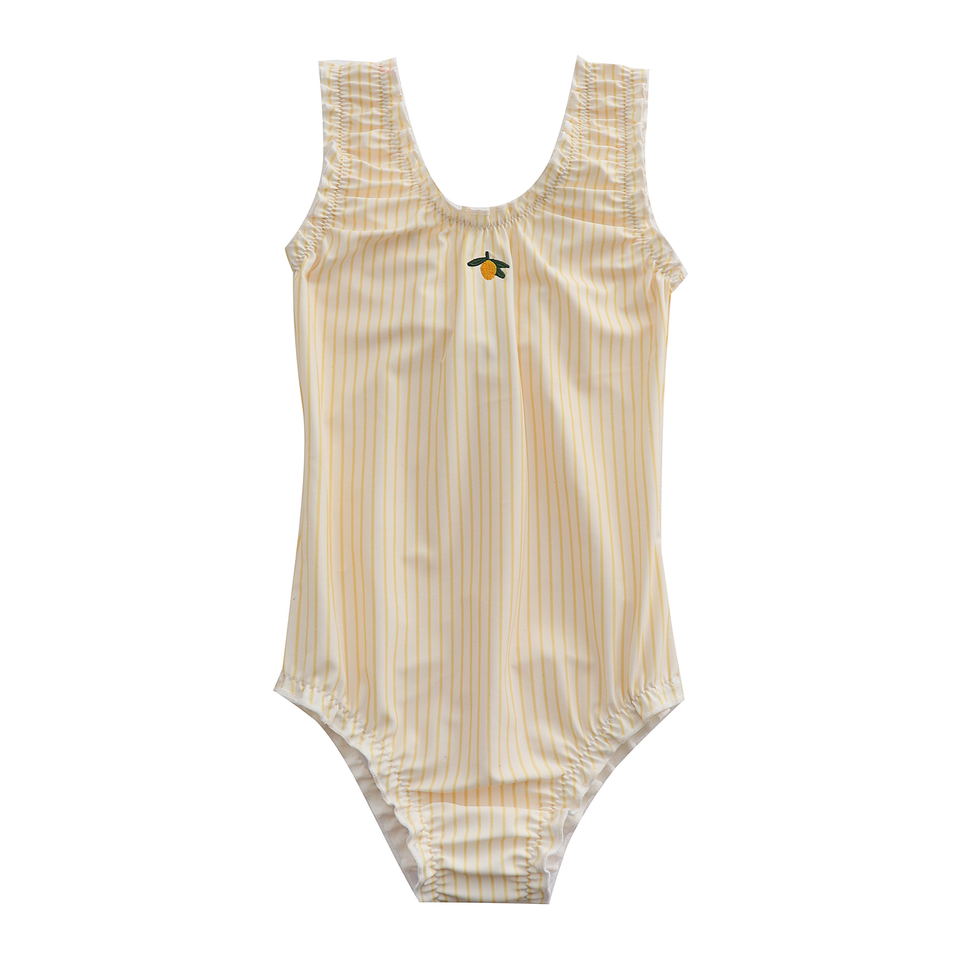 Maillot de bain une pièce à rayures jaunes avec gilet