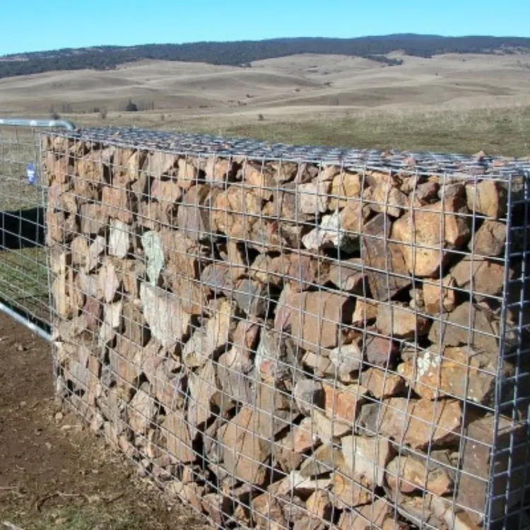 Mur de soutènement de boîte de gabion soudé 2mX1mX1m Panier de roche de gabion galvanisé