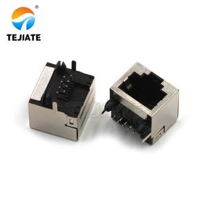 RJ45 Network Port <strong>Connector</strong> Right Angle <strong>Input</strong> <strong>Output</strong> 8P8C Connecteur 8PIN Jack 15.8MM Ethernet Without Light Strip Spring Clip - Product Image 2