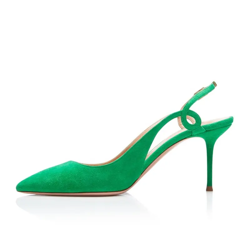 2020 Tailingjia Latest Green Faux Suede High Quality Fashion For Women High Heel Patent Leather Pointed Toe Pumps Large Size