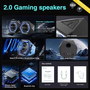 2025 RGB PCスピーカーゲーム用5色照明30W家庭用コンピュータ & 電話用出力AUX通信 - Product Image 5