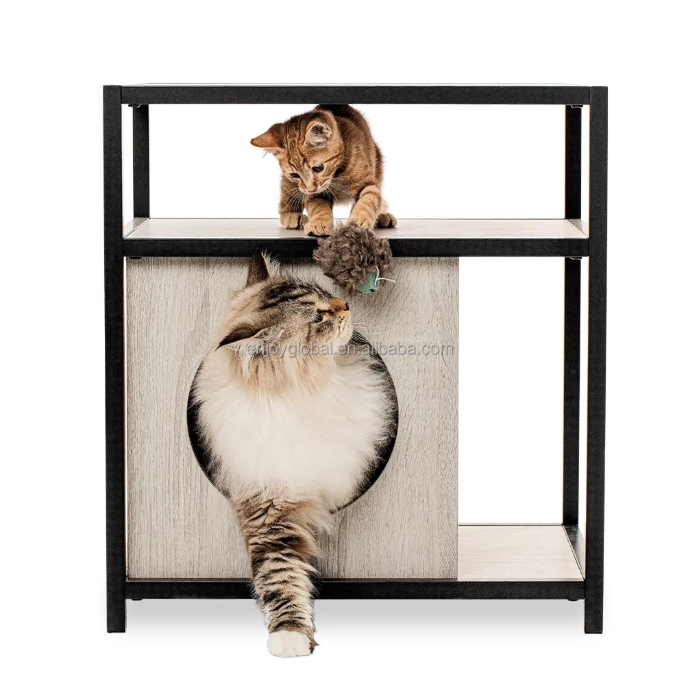 Ev dekor kedi evi ve yan masa kedi evi kapak başucu masa kapalı evcil hayvan sandığı kedi kum kabı muhafaza