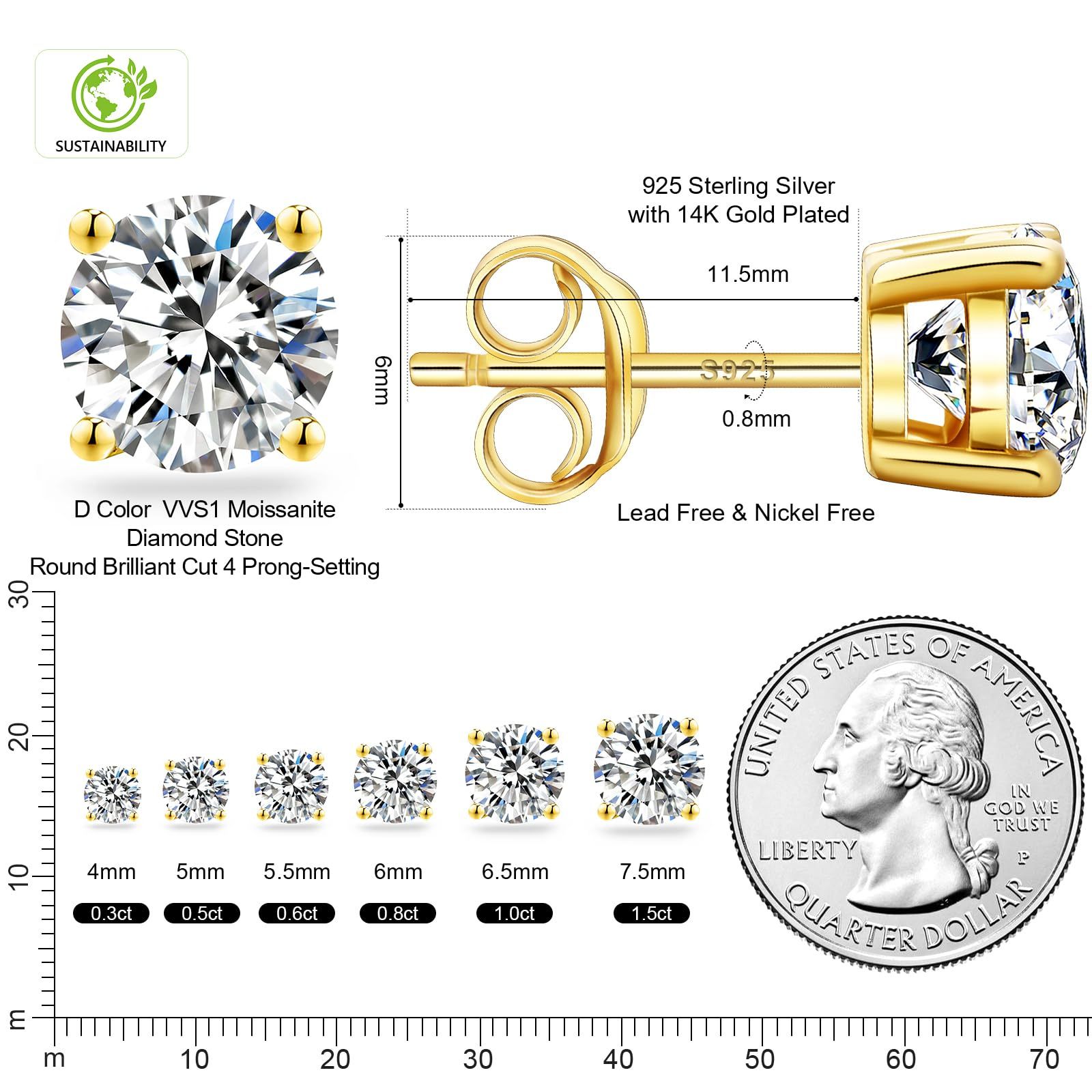 Gold-4 Claw Stud