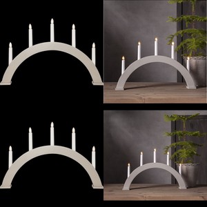 Fensterleuchter &quot;Albo&quot;, 5-flammig, beige, Holz, Bogenform, 50cm, elegant f&uuml;r Weihnachten ( 924921482 )