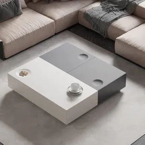 汎用性スタイリッシュなデザインセンターテーブルスクエアネストモジュラーリンクコーヒーテーブル引き出し付き - Product Image 2