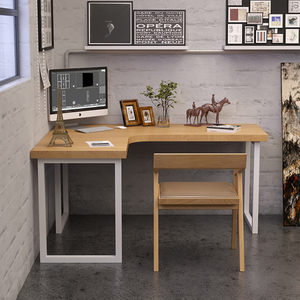 Escritorio de esquina de madera maciza, mesa de escritorio para ordenador, dormitorio personalizado para el hogar, esquina de apartamento pequeño, mesa de estudio en forma de L - Product Image 3