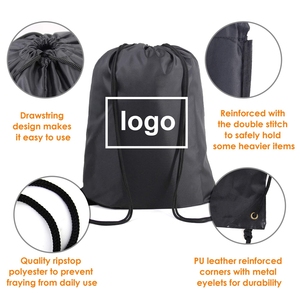 Mochila plegable con cordón, logotipo personalizado, 420D, 210D Oxford, poliéster, nailon, bolsas con cordón, con cremallera, Mochila deportiva informal - Product Image 3