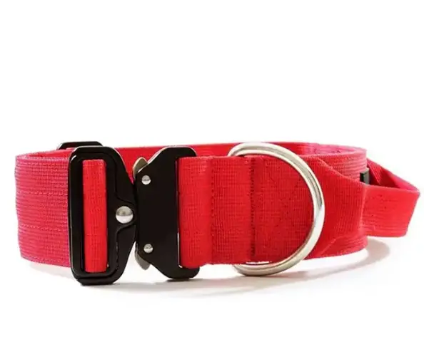 Collier de chien tactique K9 en nylon réglable à dégagement rapide avec poignée et boucle en métal