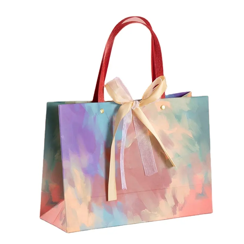 Подарочный пакет для картины маслом, бумажная Подарочная сумка для покупок на заказ, многоразовые сумки для покупок