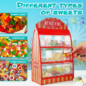 Retro Mini Kẹo Cửa Hàng Với Kẹp Gắp, Mini Máy Bán Hàng Tự Động, Ít Thanh Kẹo, Snack Lưu Trữ Hỗn Hợp Container, 9 Mảnh Gummy Ngọt Ngào Đứng - Product Image 5