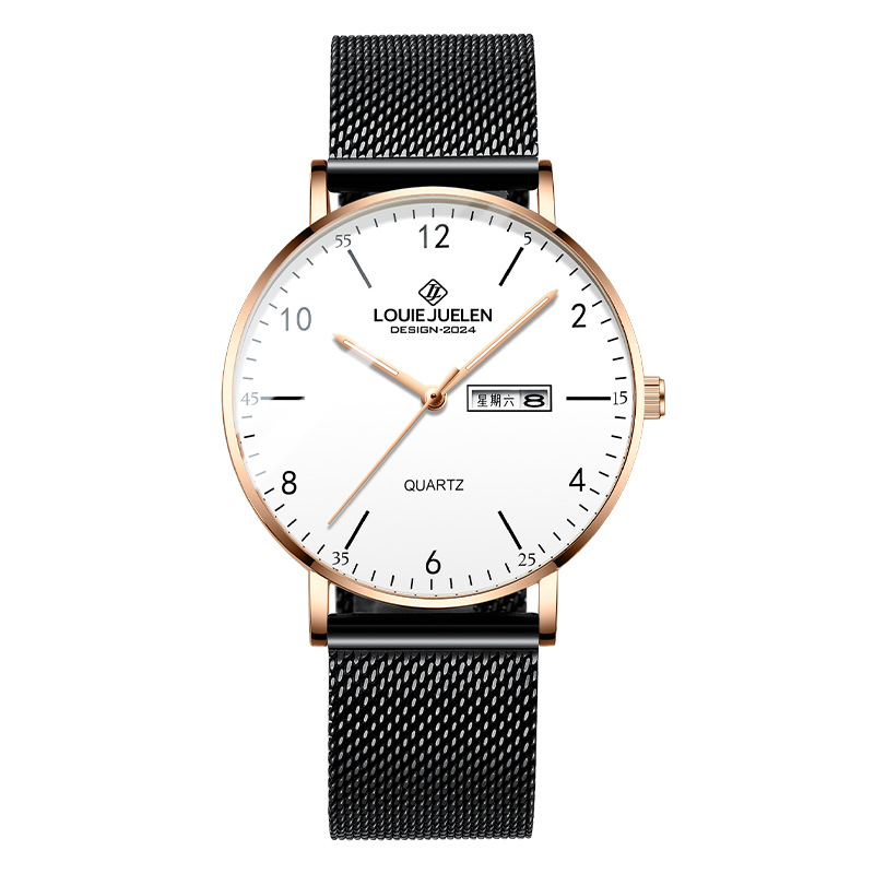 L-541 rose gold shell white mesh belt