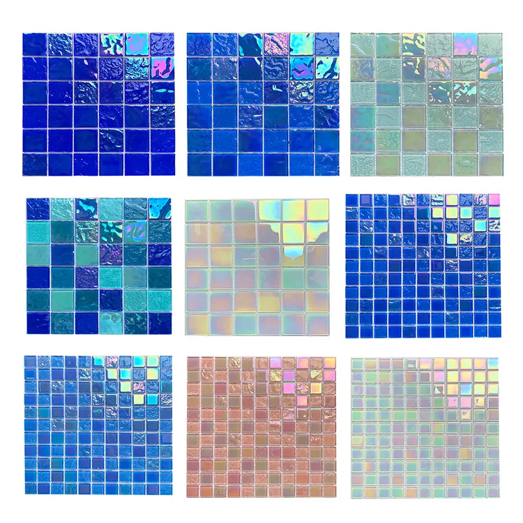 Azulejos de mosaico de vidro de cristal para piscina e piscina, azulejos de mosaico de vidro de Quaily