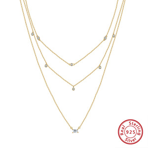 Yedi. Bir 925 gümüş altın kaplama zincir, toptan takı gümüş çok katmanlı zincir kolye - Product Image 2