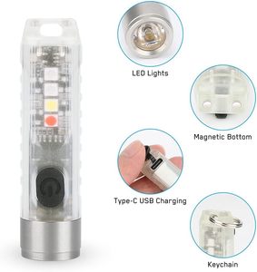 Linterna de llavero LED, llavero de mini linterna portátil recargable por USB, linterna potente impermeable multifunción IP65 - Product Image 3