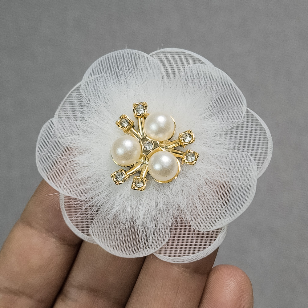 Cream-7-nsj5-5cm plush diamond flower