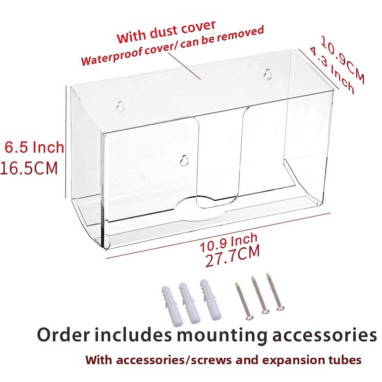 Caja de pañuelos transparente de pared con tapa