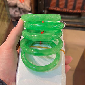 Yüksek kaliteli kadın yeşil Jadeite bilezik tipi B doğal yeşim moda bileklik kadınlar için 54 ~ 60mm hediye - Product Image 3
