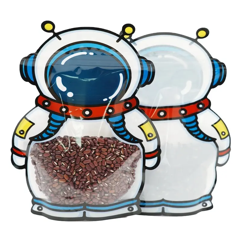 Лидер продаж, упаковочная сумка в форме астронавта, сумка неправильной формы с окном, милая майларовая сумка для конфет