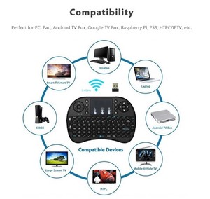 Mini teclado inalámbrico de 2,4G con control remoto de almohadilla táctil para PC portátil Andr TV Box Smart TV para Raspberry Pi