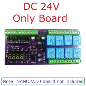DC 12V 24V 8ch İşlevli gecikme zamanlayıcı anahtarlama paneli RS485 PLC IO genişleyen kalkan modülü Arduino NANO V3.0 için