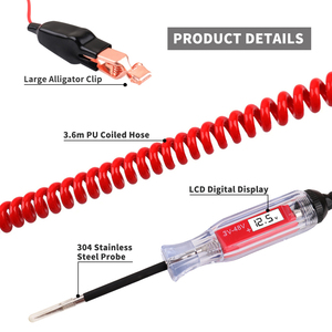 Tester di circuito LCD digitale retroilluminato resistente 3-48V con filo a molla esteso da 140 pollici