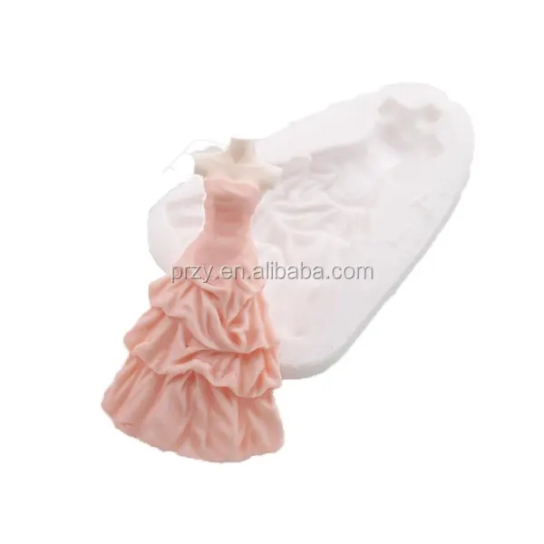 F3151 3d vestido de boda moldes de silicona para la decoración de la torta de la boda Vestido de molde