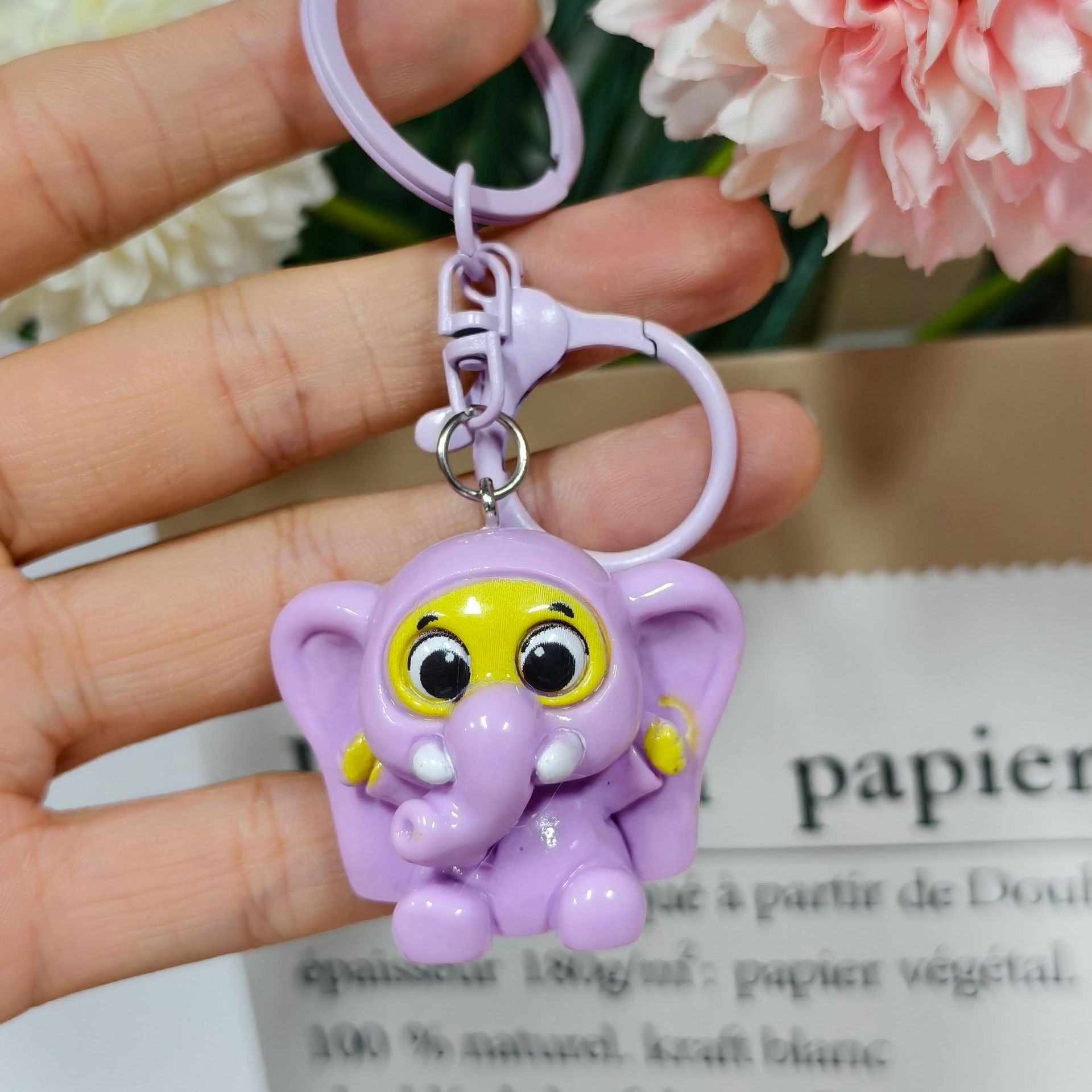 Crazy animal city purple elephant key chain
