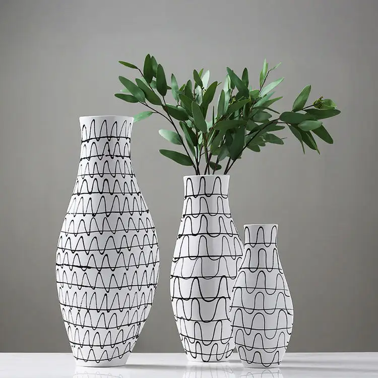 Напольная ваза в скандинавском стиле, большая ваза для украшения дома, Плоские керамические вазы большого размера, новый дизайн, высокие белые керамические напольные вазы